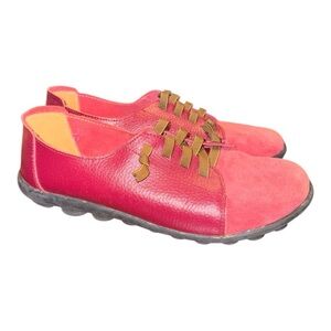 Italian Leather and Suede Oxford Raspberry and Khaki shoes. Size 40 BB1